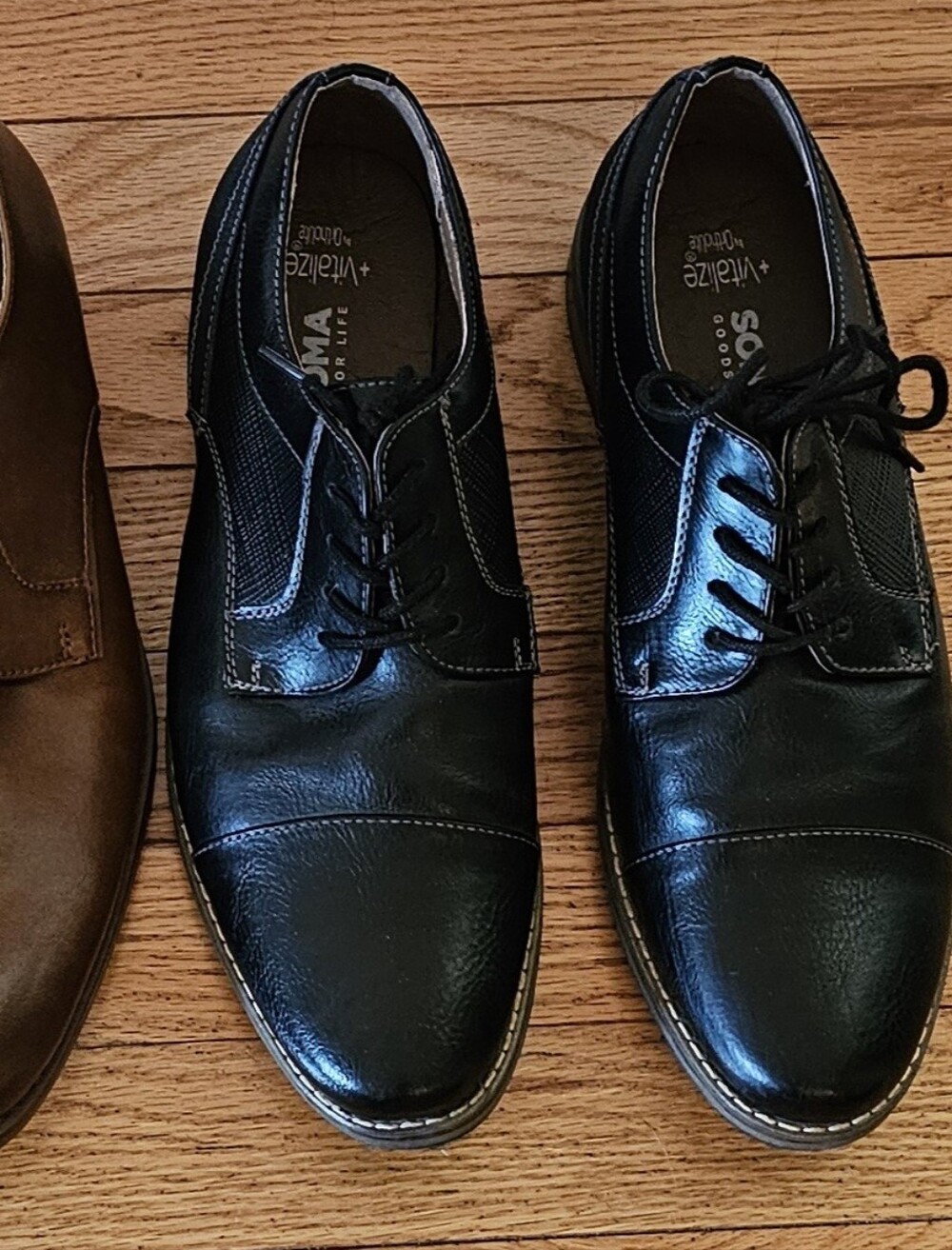 2 pr Bundle Shoes Men's Apt. 9 Brown & Sonoma Black Dress/work Shoes Sz 9 - Picture 10 of 16